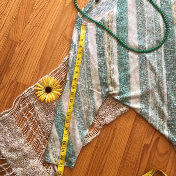 🌺 NALLY & MILLIE; Pretty Designer, Green/White/Yellow 3/4 Length Sleeve Top XL! - Picture 11 of 12